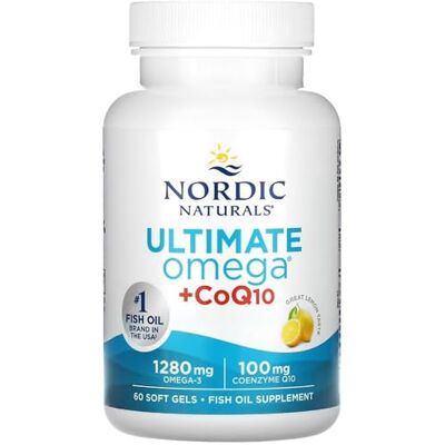 Nordic Naturals Ultimate oméga-3 + CoQ10, 1280 mg oméga-3, avec EPA, DHA et Coenzyme Q10, haute dose, saveur citron, 60 gélules, testé en laboratoire, sans soja, sans gluten, sans OGM Nordic Naturals Ultimate oméga-3 + CoQ10, 1280 mg oméga-3, avec EPA, DHA et Coenzyme Q10, haute dose, saveur citron, 60 gélules, testé en laboratoire, sans soja, sans gluten, sans OGM