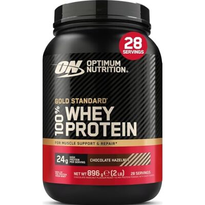Optimum Nutrition Gold Standard 100% Whey Protéine en Poudre, 896 g Chocolate Hazelnut, 28 Portions, 24g de Protéines,BCAA, Soutient la Croissance et la Récupération Musculaires Optimum Nutrition Gold Standard 100% Whey Protéine en Poudre, 896 g Chocolate Hazelnut, 28 Portions, 24g de Protéines,BCAA, Soutient la Croissance et la Récupération Musculaires