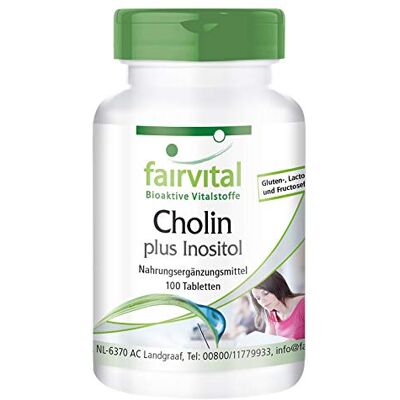 fairvital Bitartrate de choline et inositol, 100 comprimés, HAUTE DOSÉE, VÉGÉTALIEN fairvital Bitartrate de choline et inositol, 100 comprimés, HAUTE DOSÉE, VÉGÉTALIEN