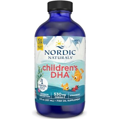 Nordic Naturals , Children's DHA, 530mg d'Oméga-3 d'Huile de Foie de Morue, Arôme Fraise, avec EPA et DHA, 237ml, Sans Soja, Sans Gluten, Sans OGM Nordic Naturals , Children's DHA, 530mg d'Oméga-3 d'Huile de Foie de Morue, Arôme Fraise, avec EPA et DHA, 237ml, Sans Soja, Sans Gluten, Sans OGM