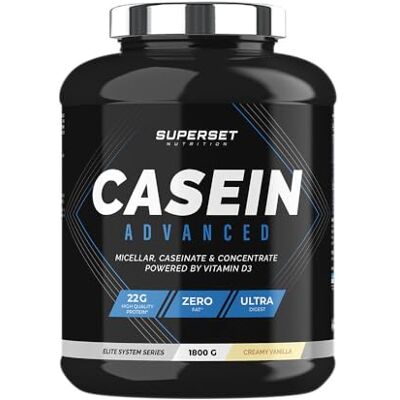 SUPERSET NUTRITION 100% Casein Advanced (1,8kg) Caséine en poudre Enrichie en vitamine D3 8h de diffusion pour le muscle Vanille Crémeuse SUPERSET NUTRITION 100% Casein Advanced (1,8kg) Caséine en poudre Enrichie en vitamine D3 8h de diffusion pour le muscle Vanille Crémeuse