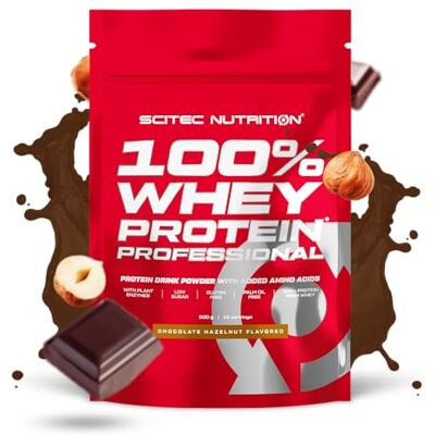 Scitec Nutrition 100% Whey Protein Professional Complexe de whey Concentré et isolat de lactosérum avec enzymes digestives protéines pour les muscles 500 g, Chocolat-Noisette Scitec Nutrition 100% Whey Protein Professional Complexe de whey Concentré et isolat de lactosérum avec enzymes digestives protéines pour les muscles 500 g, Chocolat-Noisette
