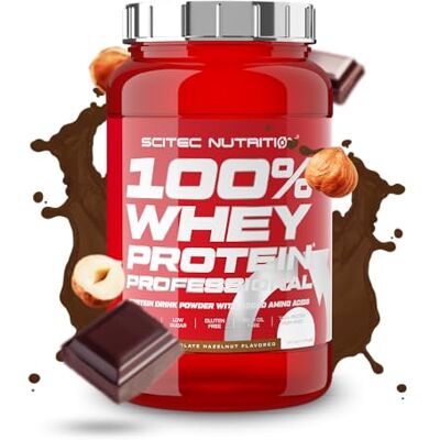 Scitec Nutrition 100% Whey Protein Professional Complexe de whey Concentré et isolat de lactosérum avec enzymes digestives protéines pour les muscles 920 g, Chocolat-Noisette Scitec Nutrition 100% Whey Protein Professional Complexe de whey Concentré et isolat de lactosérum avec enzymes digestives protéines pour les muscles 920 g, Chocolat-Noisette