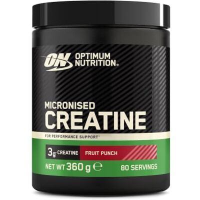 Optimum Nutrition Micronised Creatine Monohydrate en Poudre, 360g Fruit Punch, 80 Portions, Complément pour Soutenir la Force et la Puissance Musculaires,Pré et Post Entraînement Optimum Nutrition Micronised Creatine Monohydrate en Poudre, 360g Fruit Punch, 80 Portions, Complément pour Soutenir la Force et la Puissance Musculaires,Pré et Post Entraînement