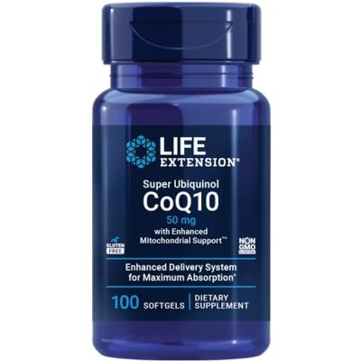 Life Extension Super Ubiquinol CoQ10 with Enhanced Mitochondrial Support, 50mg 100 softgels Life Extension Super Ubiquinol CoQ10 with Enhanced Mitochondrial Support, 50mg 100 softgels
