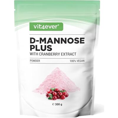 Vit4ever D-Mannose en Poudre avec Extrait de Cranberry (Canneberge) Forte Dose avec 2000 mg de D-Mannose & 500 mg de Cranberry 300 g de Poudre 120 Utilisations Vegan Vit4ever D-Mannose en Poudre avec Extrait de Cranberry (Canneberge) Forte Dose avec 2000 mg de D-Mannose & 500 mg de Cranberry 300 g de Poudre 120 Utilisations Vegan