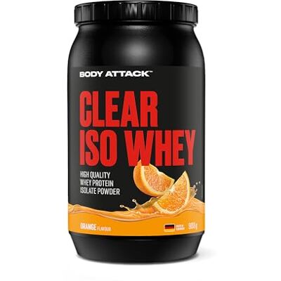 Body Attack Clear ISO Whey Saveur orange 900 g Fabriqué en Allemagne Isolat rafraîchissant et transparent de protéines de lactosérum 24 g de protéines et 11 400 mg d'EAA par Iso Whey Shake Body Attack Clear ISO Whey Saveur orange 900 g Fabriqué en Allemagne Isolat rafraîchissant et transparent de protéines de lactosérum 24 g de protéines et 11 400 mg d'EAA par Iso Whey Shake