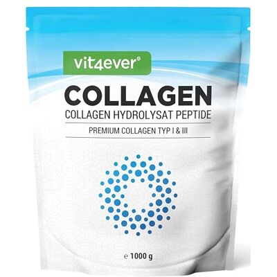 Vit4ever Collagène en Poudre 1000 g (1 kg) 100% Collagène Bioactif hydrolysat Peptides Type 1 3 Goût Neutre Sans additifs Vit4ever Collagène en Poudre 1000 g (1 kg) 100% Collagène Bioactif hydrolysat Peptides Type 1 3 Goût Neutre Sans additifs