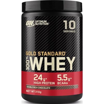 Optimum Nutrition Gold Standard 100% Whey Protéine en Poudre, 310 g Double Rich Chocolate, 10 Portions, 24g de Protéines,BCAA,Soutient la Croissance et la Récupération Musculaires Optimum Nutrition Gold Standard 100% Whey Protéine en Poudre, 310 g Double Rich Chocolate, 10 Portions, 24g de Protéines,BCAA,Soutient la Croissance et la Récupération Musculaires