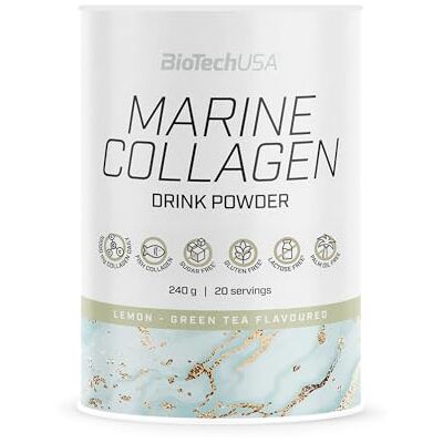 BioTechUSA Marine Collagen Collagène de poisson hydrolysé avec vitamine C Sans sucre Sans gluten Soutien pour la peau, les cheveux, les ongles et les articulations, 240 g, Citron-thé vert BioTechUSA Marine Collagen Collagène de poisson hydrolysé avec vitamine C Sans sucre Sans gluten Soutien pour la peau, les cheveux, les ongles et les articulations, 240 g, Citron-thé vert