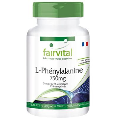 fairvital L-phénylalanine 750mg, 120 comprimés, pour 4 mois, HAUTEMENT DOSÉ, VÉGÉTALIEN, acide aminé essentiel fairvital L-phénylalanine 750mg, 120 comprimés, pour 4 mois, HAUTEMENT DOSÉ, VÉGÉTALIEN, acide aminé essentiel