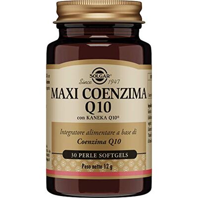 Solgar Maxi Coenzyme Q10 Complément alimentaire 30 perles Softgels 100 mg 100 mg de coenzyme Q10 (ubiquinone) KanekaQ10 par perle ; molécule physiologique clé pour le fonctionnement des mitochondries Solgar Maxi Coenzyme Q10 Complément alimentaire 30 perles Softgels 100 mg 100 mg de coenzyme Q10 (ubiquinone) KanekaQ10 par perle ; molécule physiologique clé pour le fonctionnement des mitochondries