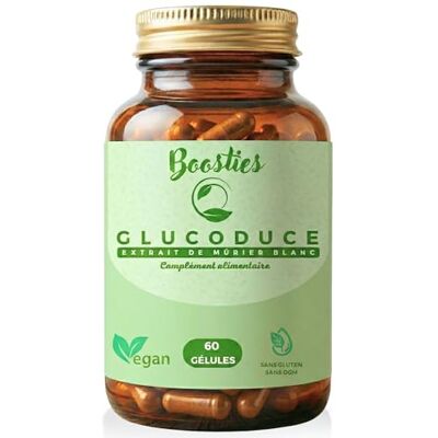Boosties Glucoduce Mûrier Blanc 750 mg Hautement Concentré DNJ Coupe-Faim Sucré, Fringales, Limite l'Absorption des Glucides Fabriqué en France 60 Gélules Vegan Cure 1 Mois Boosties Glucoduce Mûrier Blanc 750 mg Hautement Concentré DNJ Coupe-Faim Sucré, Fringales, Limite l'Absorption des Glucides Fabriqué en France 60 Gélules Vegan Cure 1 Mois