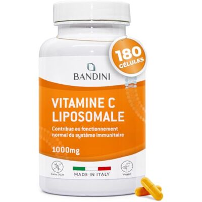 BANDINI ® Vitamine C Liposomale 1000mg, 180 Gélules (3 mois) Vit C Vegan Acide Ascorbique à Haut Dosage, Haute Absorption et Biodisponibilité, Antioxydant, Système Immunitaire, Réduit la Fatigue BANDINI ® Vitamine C Liposomale 1000mg, 180 Gélules (3 mois) Vit C Vegan Acide Ascorbique à Haut Dosage, Haute Absorption et Biodisponibilité, Antioxydant, Système Immunitaire, Réduit la Fatigue