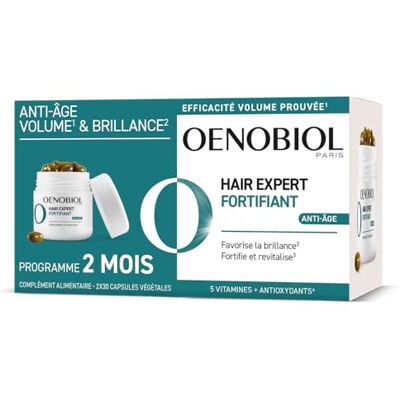 Oenobiol HAIR EXPERT Chute de cheveux Anti-Âge Préserve le capital capillaire Favorise la croissance et la densité Préserve la pigmentation des cheveux Complément alimentaire 60 comprimés Oenobiol HAIR EXPERT Chute de cheveux Anti-Âge Préserve le capital capillaire Favorise la croissance et la densité Préserve la pigmentation des cheveux Complément alimentaire 60 comprimés