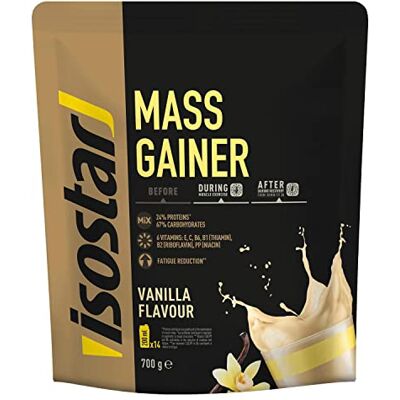 Isostar Mass Gainer Poudre pour Boisson Hyperprotéinée, Vanille, 700 g 14 Boissons Isostar Mass Gainer Poudre pour Boisson Hyperprotéinée, Vanille, 700 g 14 Boissons