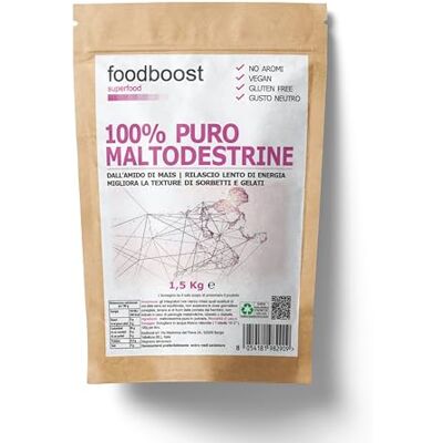 foodboost Maltodextrine en poudre 1,5 kg d'effort intermédiaire Glucides à libération progressive, goût neutre, solubles en bouteille, sans gluten, avec doseur foodboost Maltodextrine en poudre 1,5 kg d'effort intermédiaire Glucides à libération progressive, goût neutre, solubles en bouteille, sans gluten, avec doseur