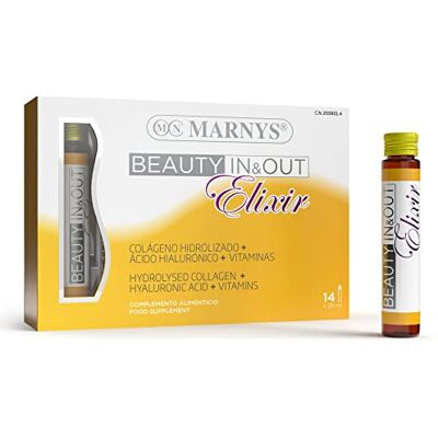 Marnys Collagène Hydrolysé, Boisson pour la beauté de l'intérieur, Beauty In & Out Elixir, 14 flacons 25 Ml Marnys Collagène Hydrolysé, Boisson pour la beauté de l'intérieur, Beauty In & Out Elixir, 14 flacons 25 Ml