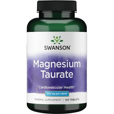 Swanson Magnesium Taurate Mineral Supplement Natural Magnesium & Taurine (120 Tablets, 100mg Each) 4 Pack Swanson Magnesium Taurate Mineral Supplement Natural Magnesium & Taurine (120 Tablets, 100mg Each) 4 Pack