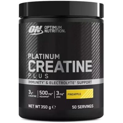 Optimum Nutrition Platinum Creatine, 350g Pineapple, 50 Portions, 3g de Créatine Monohydrate, Soutient la Performance pendant les Entraînement de Haute Intensité Optimum Nutrition Platinum Creatine, 350g Pineapple, 50 Portions, 3g de Créatine Monohydrate, Soutient la Performance pendant les Entraînement de Haute Intensité