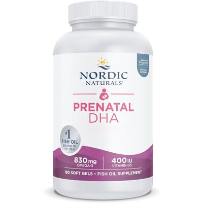 Nordic Naturals Prenatal DHA 830 mg Oméga 3 Huile de Poisson avec EPA et DHA, avec vitamine D3, fortement dosé, sans goût, 180 capsules molles, testé en laboratoire, sans soja, sans gluten Nordic Naturals Prenatal DHA 830 mg Oméga 3 Huile de Poisson avec EPA et DHA, avec vitamine D3, fortement dosé, sans goût, 180 capsules molles, testé en laboratoire, sans soja, sans gluten