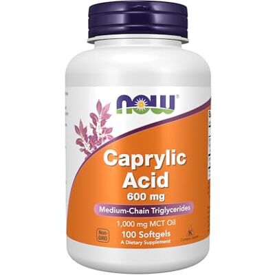 NOW 600 mg Acide Caprylique 100 Gélules NOW 600 mg Acide Caprylique 100 Gélules