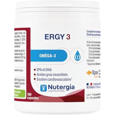 Nutergia Ergy 3 Oméga-3 Soutien - Complément alimentaire Nutergia Ergy 3 Oméga-3 Soutien - Complément alimentaire
