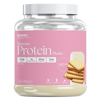 Beverly Women Protein Protéine de lactosérum spéciale pour femmes avec collagène marin, magnésium et vitamine E 1 kg 24 g de protéines par portion 33 portions Saveur (1 KG, PETIT BEURRE) Beverly Women Protein Protéine de lactosérum spéciale pour femmes avec collagène marin, magnésium et vitamine E 1 kg 24 g de protéines par portion 33 portions Saveur (1 KG, PETIT BEURRE)