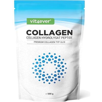 Vit4ever Collagen poudre 500 g peptides de collagène hydrolysé bioactif à 100% collagène de type 1 et 3 neutre en goût sans additifs Vit4ever Collagen poudre 500 g peptides de collagène hydrolysé bioactif à 100% collagène de type 1 et 3 neutre en goût sans additifs