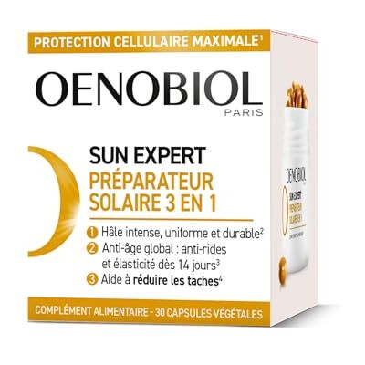 Oenobiol Sun Expert Préparateur Solaire 3-en-1 Triple Action Protection Cellulaire Hâle Intense Anti-Âge Global Prouvé Cliniquement Complément Alimentaire 30 Capsules Végétales Oenobiol Sun Expert Préparateur Solaire 3-en-1 Triple Action Protection Cellulaire Hâle Intense Anti-Âge Global Prouvé Cliniquement Complément Alimentaire 30 Capsules Végétales