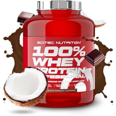Scitec Nutrition 100% Whey Protein Professional avec des acides-aminés clés et des enzymes digestives, sans gluten, 2.35 kg, Chocolat-Coco Scitec Nutrition 100% Whey Protein Professional avec des acides-aminés clés et des enzymes digestives, sans gluten, 2.35 kg, Chocolat-Coco