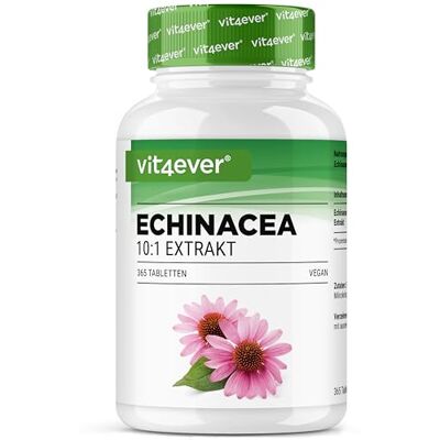 Vit4ever Échinacée 500 mg 365 comprimés végétaliens Extrait naturel d'échinacée 10:1 Hautement dosé Sans additifs indésirables Végétalien Vit4ever Échinacée 500 mg 365 comprimés végétaliens Extrait naturel d'échinacée 10:1 Hautement dosé Sans additifs indésirables Végétalien