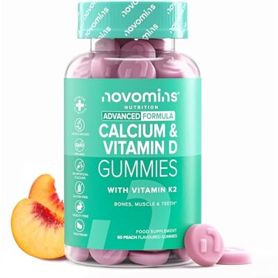 Novomins Calcium Gummies – 400mg Calcium – met Vitamine D &K2 (MK-7) – Vegetarisch – Glutenvrij – 1 Maand Voorraad – Kauwbare Calcium Vitaminen – Gezonde Spieren en Botten – Gemaakt door Novomins Calcium Gummies – 400mg Calcium – met Vitamine D &K2 (MK-7) – Vegetarisch – Glutenvrij – 1 Maand Voorraad – Kauwbare Calcium Vitaminen – Gezonde Spieren en Botten – Gemaakt door