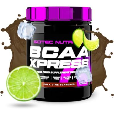 Scitec Nutrition BCAA Xpress, sans sucre, gluten et lactose, 5g de BCAA purs, récupération et croissance musculaire, ratio d'acides aminés 2:1:1, aromatisé et facile à mélanger, 280 g, Cola-Lime Scitec Nutrition BCAA Xpress, sans sucre, gluten et lactose, 5g de BCAA purs, récupération et croissance musculaire, ratio d'acides aminés 2:1:1, aromatisé et facile à mélanger, 280 g, Cola-Lime