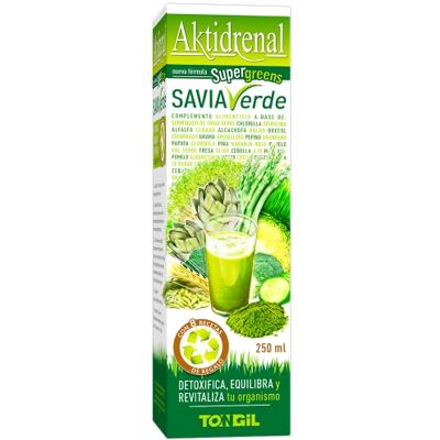 TONGIL Aktidrenal Savia Verde Super Greens 250ml Algues Spiruline, Chlorella, extraits de plantes, fruits et légumes Detox drainant et dépuratif avec plus de 35 nutriments Convient aux TONGIL Aktidrenal Savia Verde Super Greens 250ml Algues Spiruline, Chlorella, extraits de plantes, fruits et légumes Detox drainant et dépuratif avec plus de 35 nutriments Convient aux