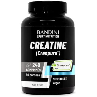 BANDINI ® Creatine CREAPURE® Monohydrate 240 Comprimés 3000mg par dose Entraînement, Sport, Gymnastique et de Pré-Entraînement Monohydrate de Créatine pour l'ATP et la Récupération 100% Vegan BANDINI ® Creatine CREAPURE® Monohydrate 240 Comprimés 3000mg par dose Entraînement, Sport, Gymnastique et de Pré-Entraînement Monohydrate de Créatine pour l'ATP et la Récupération 100% Vegan