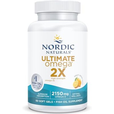Nordic Naturals , Ultimate Omega 2X, 2150mg d'Oméga-3, Huile de Poisson avec EPA et DHA, 60 Capsules molles, Goût Citron, Testé en Laboratoire, Sans Soja, Sans Gluten, Sans OGM Nordic Naturals , Ultimate Omega 2X, 2150mg d'Oméga-3, Huile de Poisson avec EPA et DHA, 60 Capsules molles, Goût Citron, Testé en Laboratoire, Sans Soja, Sans Gluten, Sans OGM