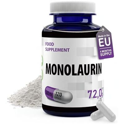 Hepatica Monolaurine 500 mg (Monolaurate de Glycérol) 120 Gélules Véganes Réserve 4 Mois Ingrédient Unique Glycerol Monolaurate GMP & laboratoire indépendant Hepatica Monolaurine 500 mg (Monolaurate de Glycérol) 120 Gélules Véganes Réserve 4 Mois Ingrédient Unique Glycerol Monolaurate GMP & laboratoire indépendant