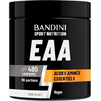 BANDINI ® EAA Acides Aminés Essentiels 480 Comprimés Essential Amino Acids AAE Complément Alimentaire Sportifs et Athlètes Puissant Pre-Workout Supplément 100% Vegan & Zéro Sucre 96 Portions BANDINI ® EAA Acides Aminés Essentiels 480 Comprimés Essential Amino Acids AAE Complément Alimentaire Sportifs et Athlètes Puissant Pre-Workout Supplément 100% Vegan & Zéro Sucre 96 Portions