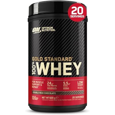 Optimum Nutrition Gold Standard 100% Whey Protéine en Poudre, 620 g Double Rich Chocolate, 20 Portions,24g de Protéines,BCAA, Soutient la Croissance et la Récupération Musculaires Optimum Nutrition Gold Standard 100% Whey Protéine en Poudre, 620 g Double Rich Chocolate, 20 Portions,24g de Protéines,BCAA, Soutient la Croissance et la Récupération Musculaires