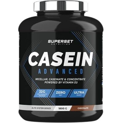 SUPERSET NUTRITION 100% Casein Advanced (1,8kg) Caséine en poudre Enrichie en vitamine D3 8h de diffusion pour le muscle Chocolat SUPERSET NUTRITION 100% Casein Advanced (1,8kg) Caséine en poudre Enrichie en vitamine D3 8h de diffusion pour le muscle Chocolat