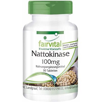 fairvital Nattokinase 2000 FU, 90 comprimés, faciles à avaler, 100mg de nattokinase par comprimé, HAUTEMENT DOSÉ, VÉGÉTALIEN, faciles à avaler fairvital Nattokinase 2000 FU, 90 comprimés, faciles à avaler, 100mg de nattokinase par comprimé, HAUTEMENT DOSÉ, VÉGÉTALIEN, faciles à avaler
