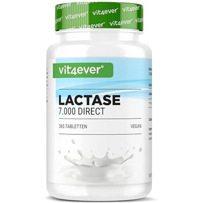 Vit4ever Lactase 7.000-365 comprimés à effet immédiat Hautement dosé avec 7.000 unités FCC En cas d'intolérance au lactose + intolérance au lait Sans additifs Testé en laboratoire Vegan Vit4ever Lactase 7.000-365 comprimés à effet immédiat Hautement dosé avec 7.000 unités FCC En cas d'intolérance au lactose + intolérance au lait Sans additifs Testé en laboratoire Vegan