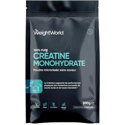 WeightWorld Creatine Monohydrate Poudre Pure Micronisée 300g Creatine Pure sans Goût WeightWorld Creatine Monohydrate Poudre Pure Micronisée 300g Creatine Pure sans Goût