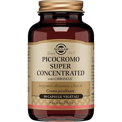 Solgar , Picochrome super concentré, 90 capsules Picolinate de chrome pour des niveaux normaux de glucose dans le sang. Formule super concentrée au chrome 200 mcg Solgar , Picochrome super concentré, 90 capsules Picolinate de chrome pour des niveaux normaux de glucose dans le sang. Formule super concentrée au chrome 200 mcg