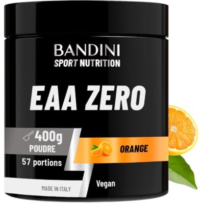 BANDINI ® EAA ZERO Poudre Acides Aminés Essentiels AAE 400g Powder Supplément Végétalien Sans Sucre Apport Optimal de 9 Amino Acids Puissant Pre Workout Boisson Vegan au goût d'Orange BANDINI ® EAA ZERO Poudre Acides Aminés Essentiels AAE 400g Powder Supplément Végétalien Sans Sucre Apport Optimal de 9 Amino Acids Puissant Pre Workout Boisson Vegan au goût d'Orange