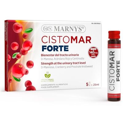 Marnys Marny's D-Manosa, Centinodie et Myrtille Rouge Cistoma Forte Bien-être intégral des voies urinaires Convient aux végétaliens 5 flacons de 25 ml Marnys Marny's D-Manosa, Centinodie et Myrtille Rouge Cistoma Forte Bien-être intégral des voies urinaires Convient aux végétaliens 5 flacons de 25 ml