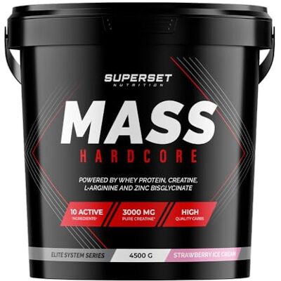 SUPERSET NUTRITION Mass Hardcore (4,5kg) Gainers Gainer enrichi en whey + créatine Strawberry Ice Cream SUPERSET NUTRITION Mass Hardcore (4,5kg) Gainers Gainer enrichi en whey + créatine Strawberry Ice Cream