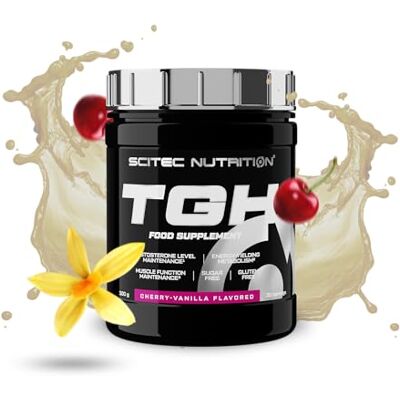 Scitec Nutrition TGH Boisson en poudre pour l'optimisation de la testostérone, énergie et vitalité Formule sans sucre et sans gluten, 300 g, Cerise-Vanille Scitec Nutrition TGH Boisson en poudre pour l'optimisation de la testostérone, énergie et vitalité Formule sans sucre et sans gluten, 300 g, Cerise-Vanille