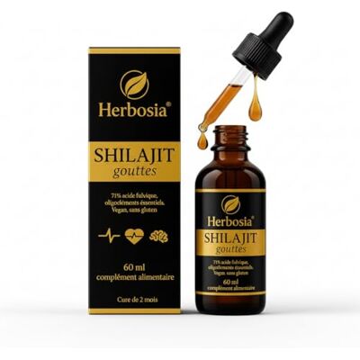 HERBOSIA Shilajit Gouttes 60 ml – Complément Alimentaire Liquide, Résine Himalayenne 100 % Pure, Riche en Acides Fulviques, Vitalité & Énergie Naturelle HERBOSIA Shilajit Gouttes 60 ml – Complément Alimentaire Liquide, Résine Himalayenne 100 % Pure, Riche en Acides Fulviques, Vitalité & Énergie Naturelle